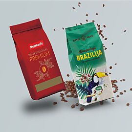 Kavos pupelės KM Kvapnioji Brazilija 1 kg + Rombouts Mokka Prestige 1 kg