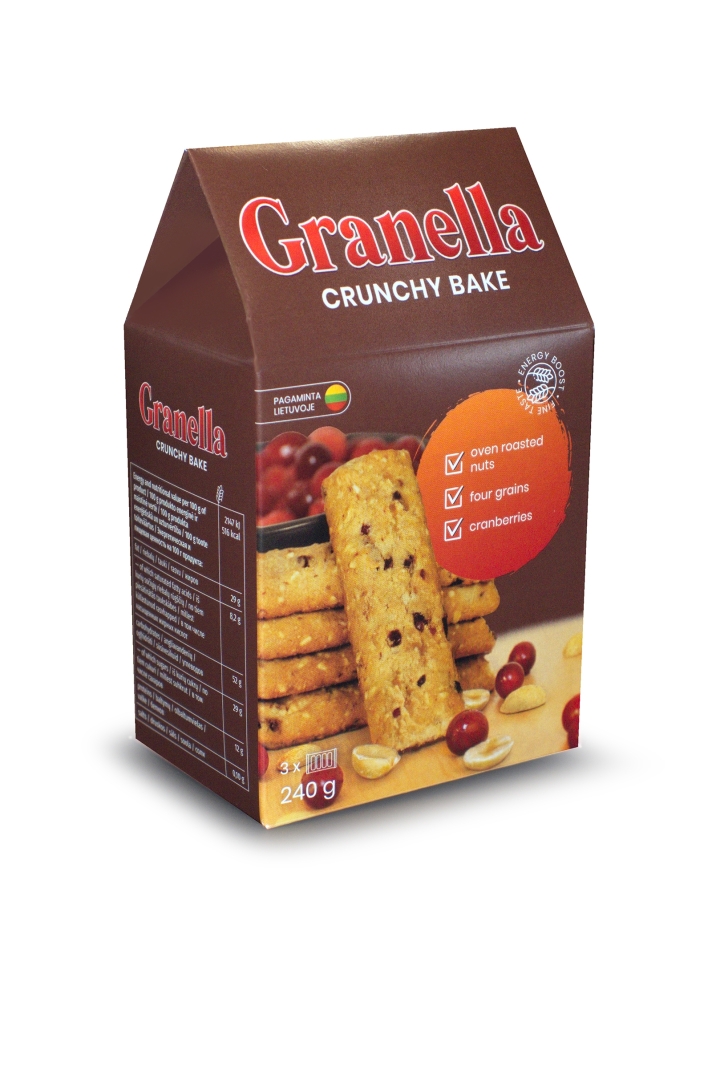 Sausainiai Granella su riešutais ir spanguolėmis 240 g