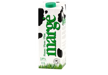 Pienas MARGĖ, UAT 2.0%, 1000 ml.