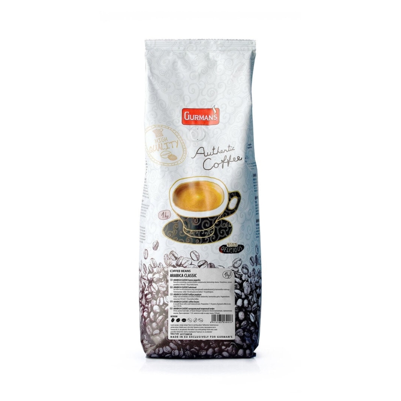 Kavos pupelės Gurman’s Arabica CLASSIC 1kg.